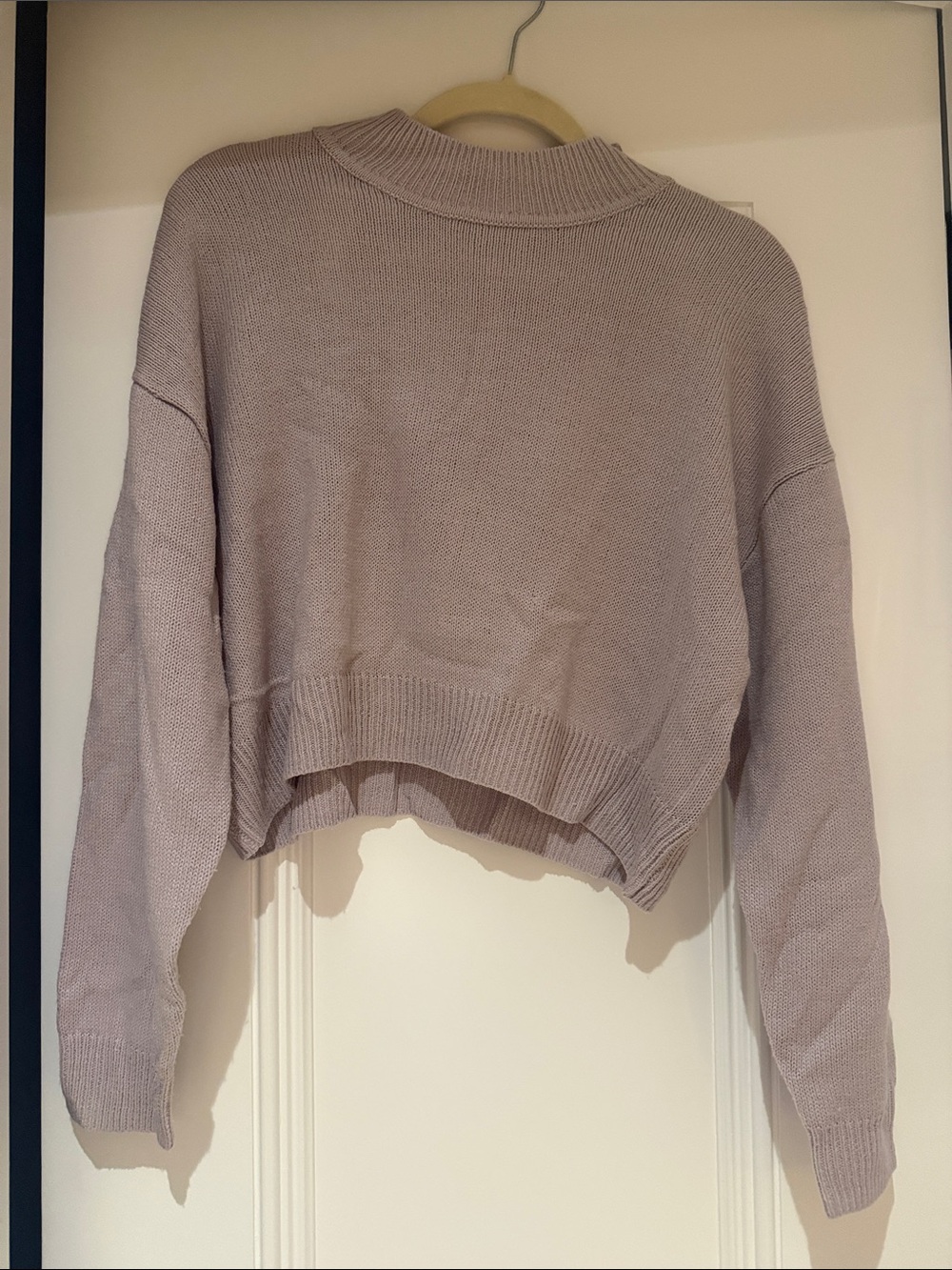 Divided Cropped Crew Sweater in Dusty Mauve